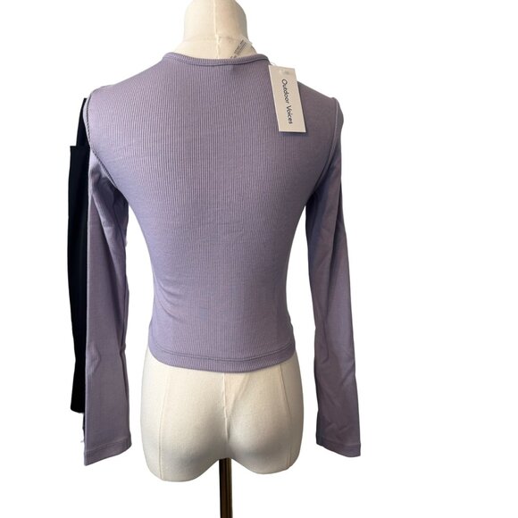 NWT Outdoor Voices XS Earl Grey Rib Cropped Cardigan - Picture 5 of 9